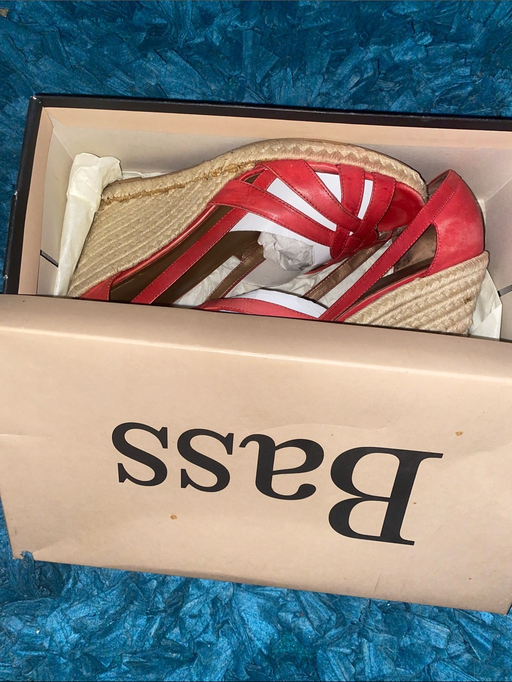 Bass Red Espadrille Wedge Sandals